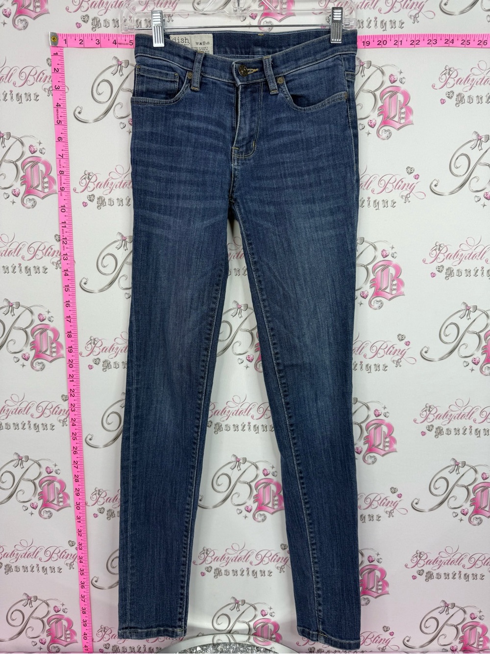 DISH jeans Women’s Mid-Rise Dark Blue Skinny Jeans